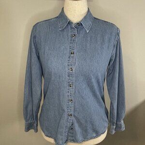 Joes USA Women’s Medium Blue Long Sleeve Button Up Denim Shirt